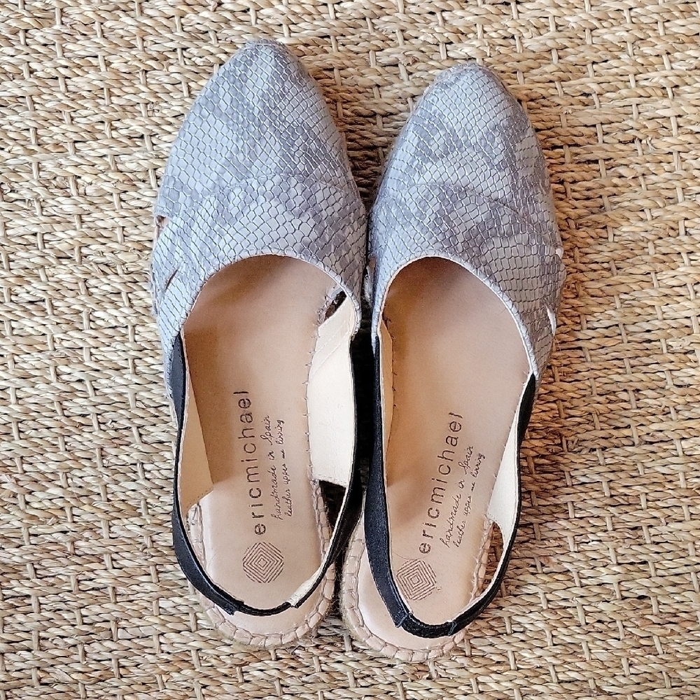 Eric Michael Gray Snak Skin Leather Espadrilles with Comfortable Design